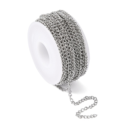 304 Stainless Steel Curb Chains, with Spool