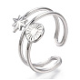 304 anillo de estrella de acero inoxidable, anillo abierto para mujeres niñas