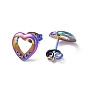 304 Stainless Steel Hollow Out Heart Stud Earring Finding, Earring Settings for Rhinestone