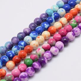 Natural Ocean White Jade Beads Strands, Dyed, Round