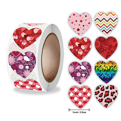 Valentine's Day Theme Self Adhesive Paper Stickers, Colourful Roll Sticker Labels, Gift Tag Stickers, Heart