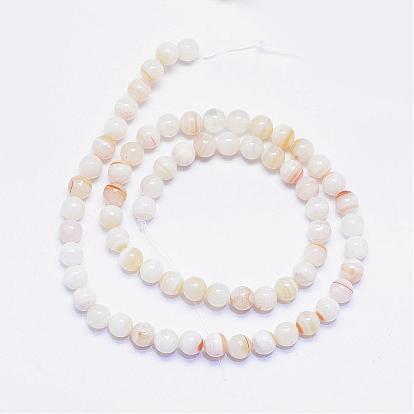 Natural Stripe Agate Beads Strands, Round
