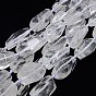 Natural Gemstone Quartz Crystal Beads Strands, Rock Crystal Beads, Nuggets, 20~45x10~25mm, Hole: 2mm, about 10~12pcs/strand, 15.74 inch