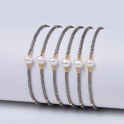 Verstellbare Nylonschnur geflochtenen Perlen Armbänder, mit japanischen Rocailles und Perlen