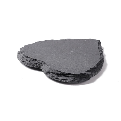 Natural Black Stone Cup Mat, Rough Edge Coaster, with Sponge Pad, Heart