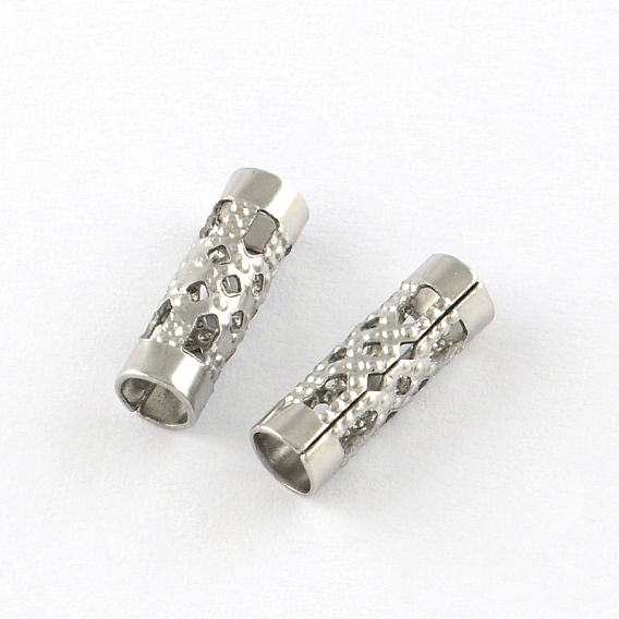 Hollow Column 201 Stainless Steel Beads, Smooth Surface, 12x4x4mm, Hole: 3mm