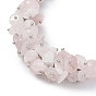 Bracelets de perles en quartz rose naturel, avec fermoirs en alliage de style tibétain à fleurs