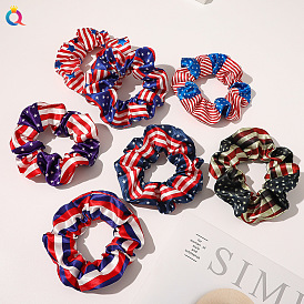 Simple Digital Printed American Flag Hair Scrunchies for Women, Pack of 2