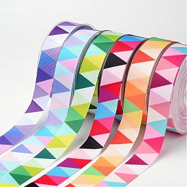 Triangle Pattern Polyester Grosgrain Ribbon, for DIY Craft Decoration, 1 inch(25mm), about 100yards/roll(91.44m/roll)