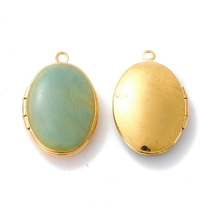 Brass and Enamel Locket Pendants, Photo Frame Pendants for Necklaces, Oval