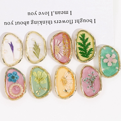 Самородки из прозрачного эпоксидного сплава Рейсн, кабошоны, золотые, с внутренним цветок
