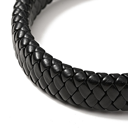 Pulsera de cordón trenzado imitación cuero pu, 304 pulsera gótica con cierre de tigre de acero inoxidable para hombres y mujeres
