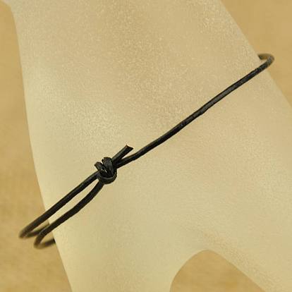 Cowhide Leather Cord Bracelet Making, Black, Adjustable Diameter: 50~80mm