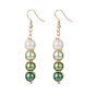 Glass Pearl Dangle Earrings, Gold Plated Brass Wire Wrap Jewelry for Women
