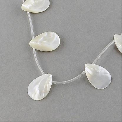 Natural Sea Shell Beads Strands, Top Drilled Beads, Teardrop
