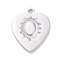 304 Stainless Steel Pendant Cabochon Settings, Heart