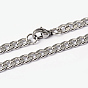 304 Stainless Steel Curb Chain Necklaces, with Lobster Claw Clasps, 21.7 inch(55cm)