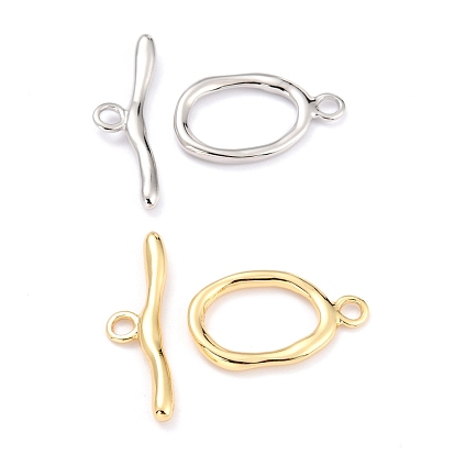 Rack Plating Brass Toggle Clasps, Long-Lasting Plated, Twist Ring