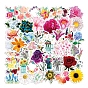 50Pcs Spring PVC Waterproof Self-adhesive Flower Stickers, for Suitcase, Skateboard, Refrigerator, Helmet, Mobile Phone Shell