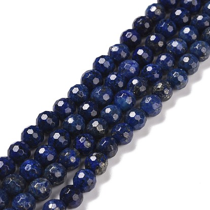 Lapis-lazuli naturelles teints perles brins, à facettes (128 facettes), ronde