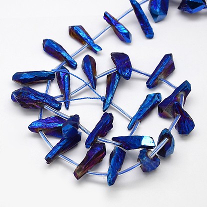 Electroplate Gemstone Natural Quartz Crystal Beads Strands, Nuggets