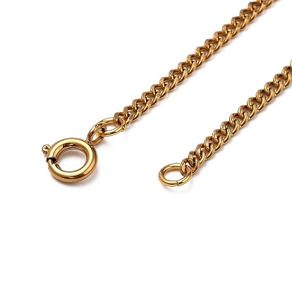 304 Stainless Steel Curb Chain Necklaces, with Spring Ring Clasps