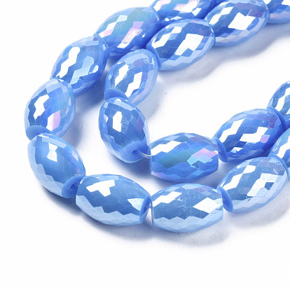 Perles en verre electroplate, de couleur plaquée ab , facette, ovale
