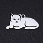 201 pendentifs chaton en acier inoxydable, Coupe au laser, forme de chat couché