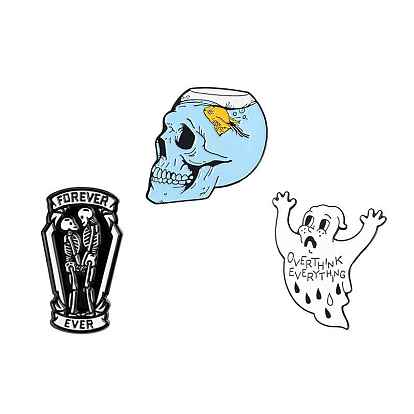 Pin de esmalte con tema de halloween, broche de aleación para ropa de mochila, fantasma/cráneo