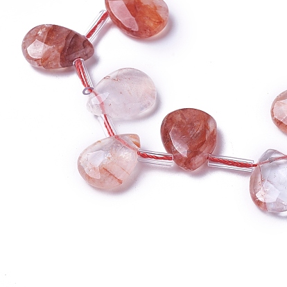 Natural Hematoid Quartz Beads Strands, Top Drilled Beads, Ferruginous Quartz, Faceted, Teardrop