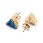 Boucles d'oreilles en cristal de quartz naturel druzy, avec les accessoires en laiton, triangle