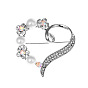 Broche de aleación de vidrio y diamantes de imitación, Insignia vintage de corazón de perla de imitación de plástico para el día de San Valentín