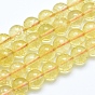 Natural Citrine Beads Strands, Grade A, Round, Dyed & Heated