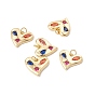 Rack Plating Brass Micro Pave Colorful Cubic Zirconia Pendants, with Jump Ring, Cadmium Free & Nickel Free & Lead Free, Heart