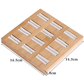 12-Slot Wood Rings Display Trays, with Velvet, Square