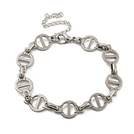 304 Stainless Steel Flat Round Link Chains Bracelets for Men & Women