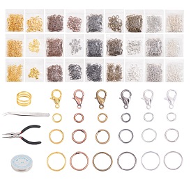 Kits de fabrication de bijoux diy, inclure des breloques en alliage et des fermoirs à pince, Anneaux de bronze, 304 pinces de perles en acier inoxydable, pinces de bijoux en acier au carbone, fil de cuivre