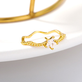 Starry Zircon Ring Set - Minimalist Wave & Irregular Design for Women's Fashion Jewelry