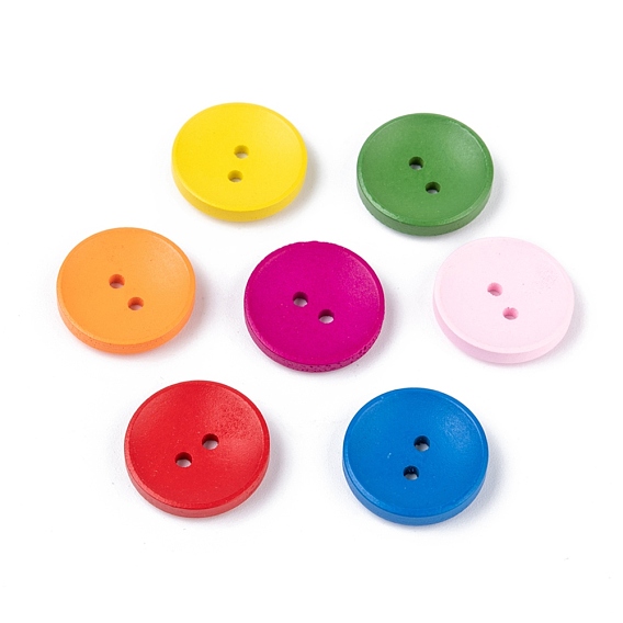 Botón de costura básica pintado en forma redonda, Botones de madera
