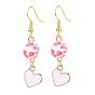 Coeur en alliage d'émail avec collier pendentif en perles de résine boucles d'oreilles pendantes, bijoux thème saint valentin pour enfants