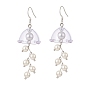 4 Pairs 4 Color Shell Pearl Flower Wind Chime Dangle Earrings, 304 Stainless Steel Jewelry for Women