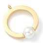 Pendentifs en acier inoxydable, avec des perles en plastique imitation perles, anneau