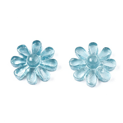 Spray Painted Transparent Resin Cabochons, Flower