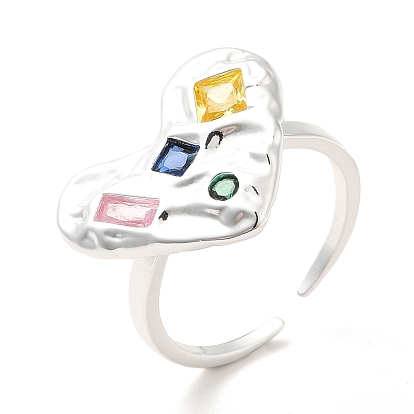 Красочное открытое кольцо-манжета из кубического циркония, серебряное латунное широкое кольцо для женщин