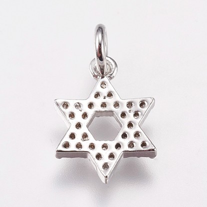 Micro latón allanan encantos de circonio cúbico, para judío, estrella de david