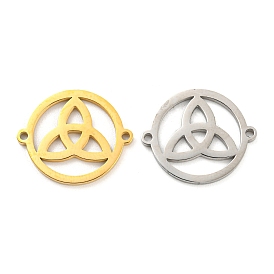 304 Stainless Steel Connector Charms, Flat Round with Triquetra Links
