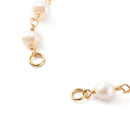 Fabricación de pulseras de bronce, con perlas naturales y broches de langosta, blanco