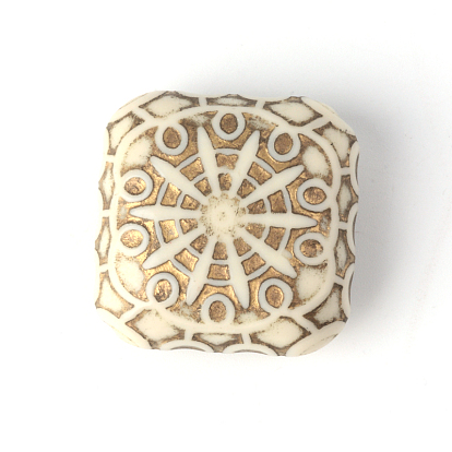 Cuboid Plating Acrylic Beads, Golden Metal Enlaced, 31.5x31.5x15.5mm, Hole: 2mm, about 50pcs/500g