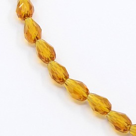 Brins de perles de verre en cristal de larme, facette, 3.5x5mm, Trou: 1mm, Environ 99 pcs/chapelet, 19.8 pouce