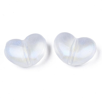 Transparent Acrylic Beads, Glitter Powder, Heart